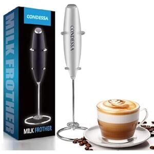 Handheld Milk Frother Wand, Coffee Bar Accessories, Silver
